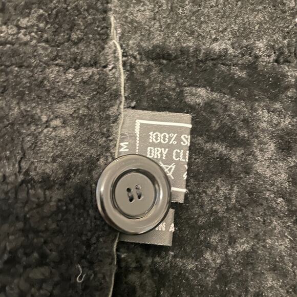 Vintage Elegancia Real Shearling Long Black Overcoat Women's Medium (runs small) - Picture 5 of 9